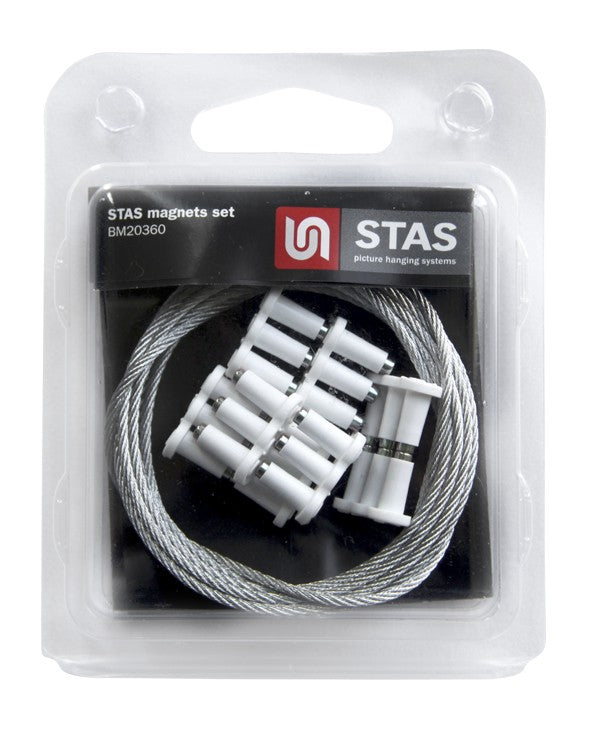 Magnet for hanging pictures and memos, the STAS white magnet set offers versatility.
