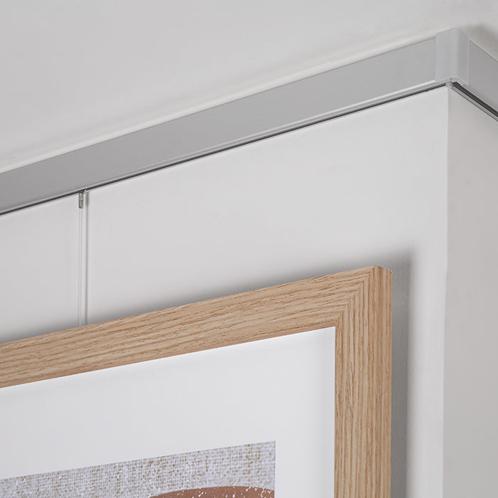 STAS cliprail pro installation kit makes art mounting easy; cut to fit with a hacksaw, 30-40cm screw placement.