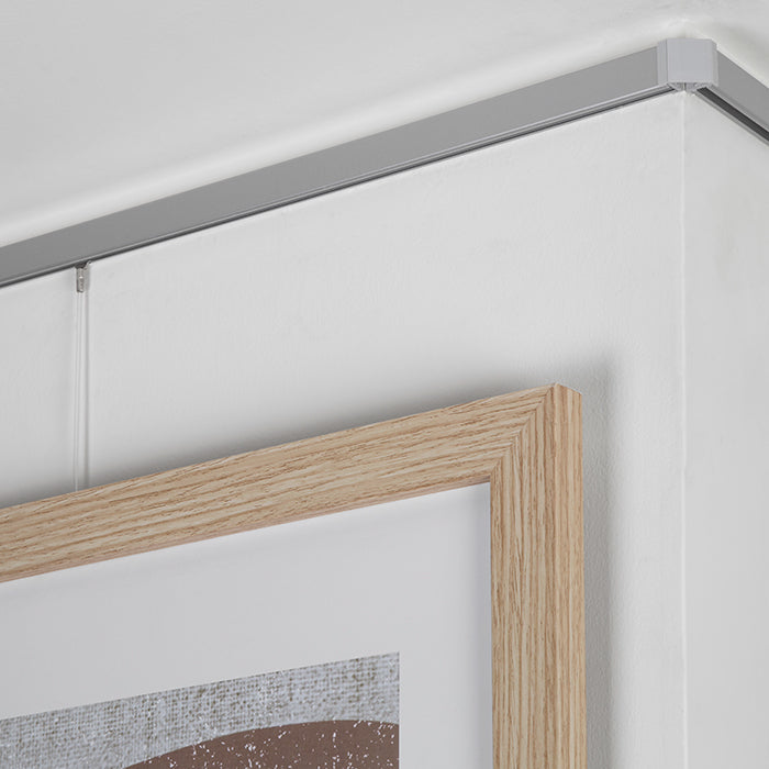 STAS minirail picture rail + installation kit, only 16mm wide, provides a stylish solution for art hanging systems.