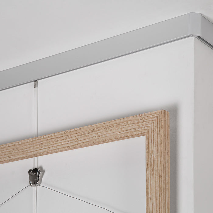 STAS cliprail max picture rail offers a top rim for a smooth wall and ceiling union.