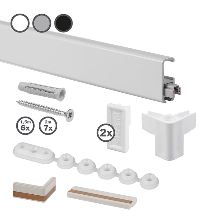 STAS multirail 200 cm: complete kit for hassle-free picture rail installation.