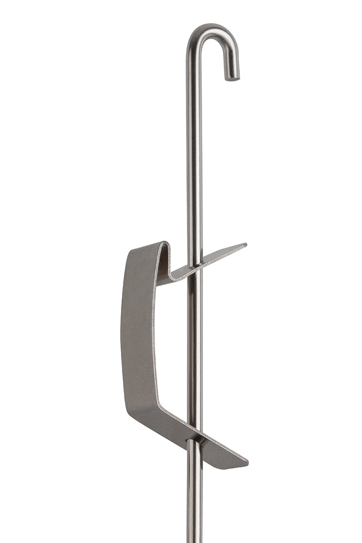 STAS j-rail spring hook pairs with 3 mm rod for reliable hanging.