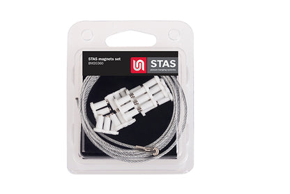 STAS white magnet set consists of 10 strong white magnets for hanging photos.
