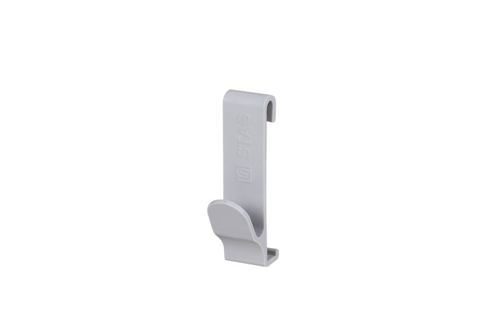 STAS papergrip hook clicks onto rails for hanging small items.