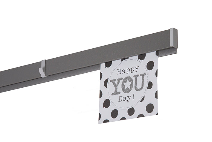 STAS papergrip hook enhances STAS rails for key or decor hanging.