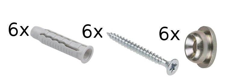 STAS cliprail pro - max installation kit for secure 200cm rail installation with brass clips, screws, plugs.