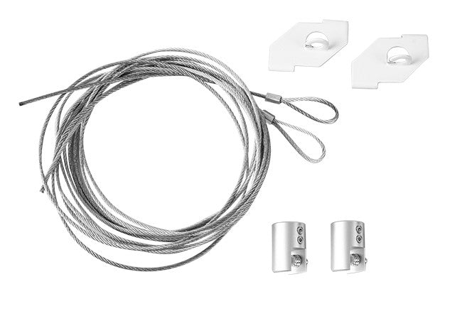 STAS suspension set for signing: Hang 2-7mm plexiglass from drop ceilings with 250cm cord hooks.